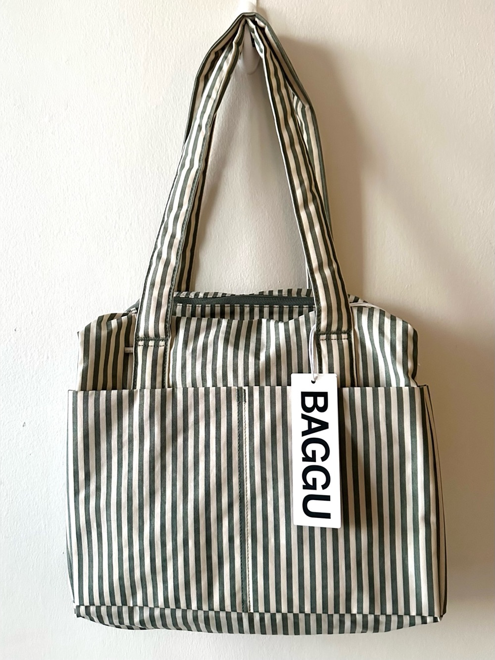 BAGGU Everyday Cloud Bag Sage Stripe New With Tags Sold Out